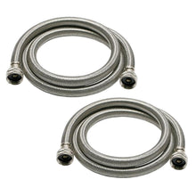 Load image into Gallery viewer, Universal 3/4 in. x 6 ft. Stainless Steel High Efficiency Washing Machine Hose (2-Pack)